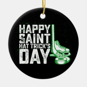Décoration En Céramique Joyeuse Saint Hat Trick Day de hockey sur glace St