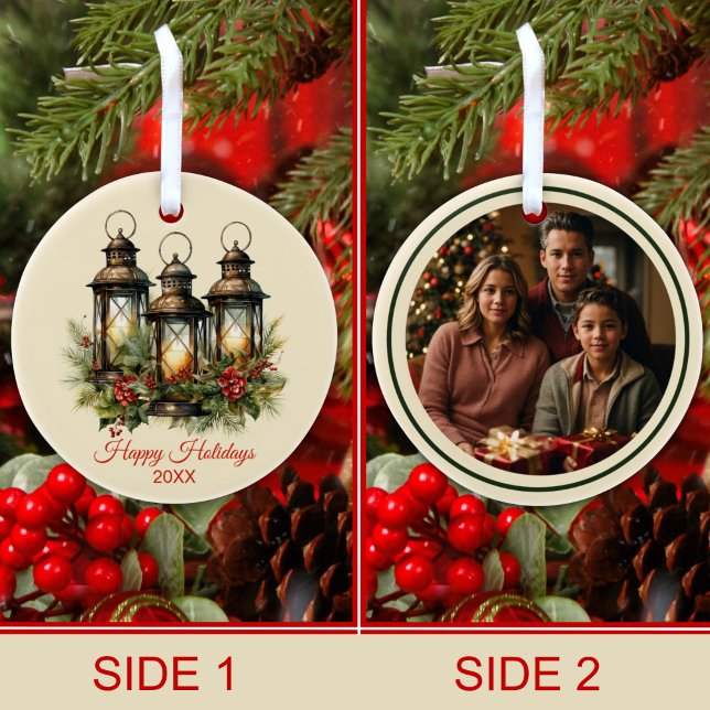 Décoration En Céramique Joyeuses vacances Lanternes d'hiver Photo personna (Créateur téléchargé)