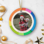 Décoration En Céramique Joyeuses Vacances mignonnes Simple Colorful 2023 P<br><div class="desc">Ce joli ornement photo présente un accueil modifiable sur un design coloré abstrait de formes dans un arc-en-ciel de couleur.</div>