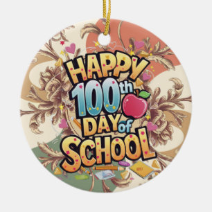 Décoration En Céramique Joyeux 100 jours d'enseignant scolaire