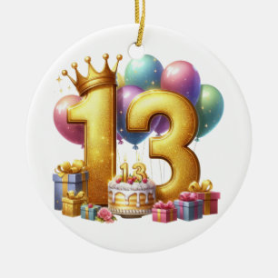 Décoration En Céramique Joyeux 13e anniversaire