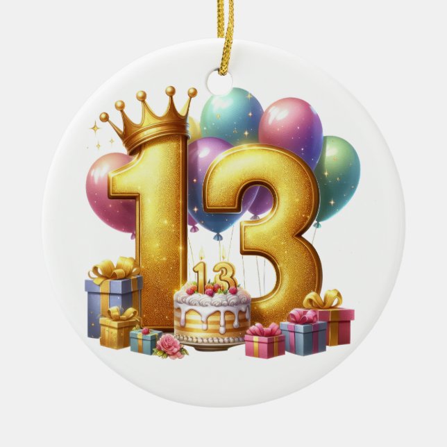 Décoration En Céramique Joyeux 13e anniversaire (Devant)