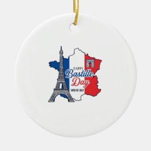 Décoration En Céramique Joyeux 14 juillet France Carte Tour Eiffel Vector_