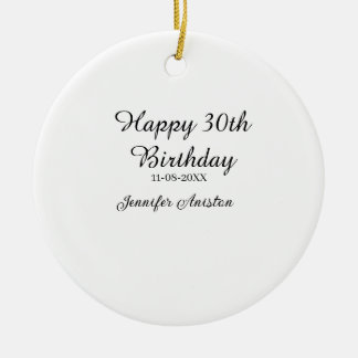 Décoration En Céramique Joyeux 30e anniversaire ajouter nom date élégant s