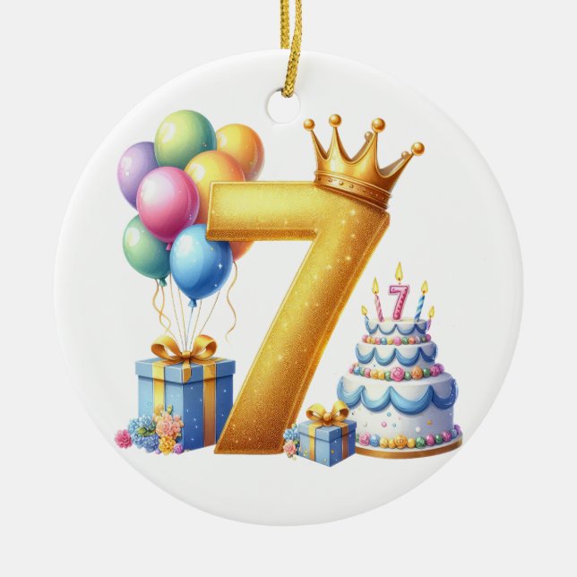 Décoration En Céramique Joyeux 7ème Anniversaire (Devant)