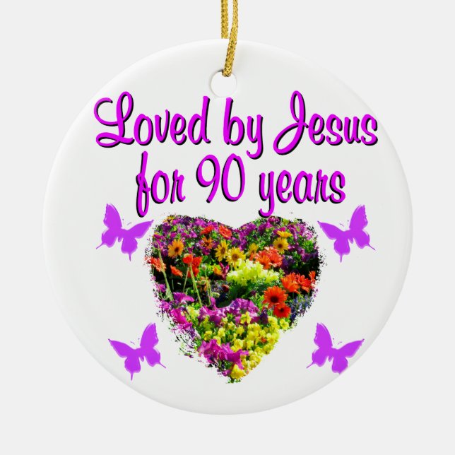 DÉCORATION EN CÉRAMIQUE JOYEUX, 90 ANS (Devant)