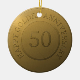 Décoration En Céramique Joyeux anniversaire de mariage d'or
