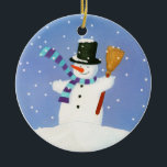 Décoration En Céramique Joyeux bonhomme de neige<br><div class="desc">Joyeux bonhomme de neige</div>