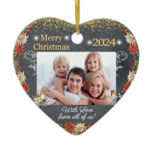 Joyeux cadeau de Noël Famille Photo Coeur Ornament