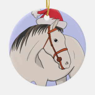 Décoration En Céramique Joyeux Cheval de Noël
