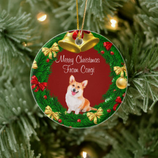Décoration En Céramique Joyeux chien animal de compagnie de Noël Welsh Cor
