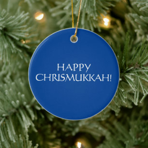 Décoration En Céramique Joyeux Chrismukkah bleu Noël juif