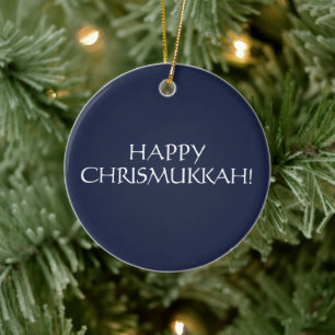 Décoration En Céramique Joyeux Chrismukkah marine Joyeux Noël