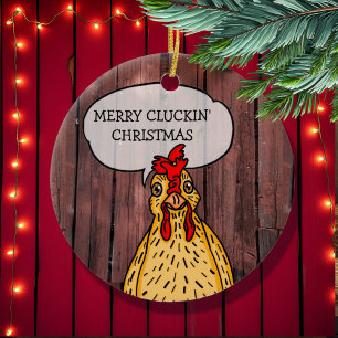 Décoration En Céramique Joyeux Cluckin' Noël Drôle poulet