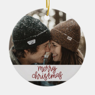 Décoration En Céramique Joyeux couple de Noël avec nom et date