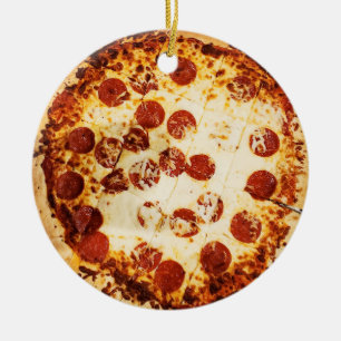 Décoration En Céramique Joyeux Crustmas Funny Pepperoni Pizza Noël