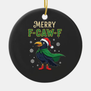 Décoration En Céramique Joyeux F-Caw-F Noël drôle Corbeau Corbeau Santa