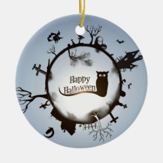 Décoration En Céramique Joyeux Halloween Éffrayant thème ornament ronde