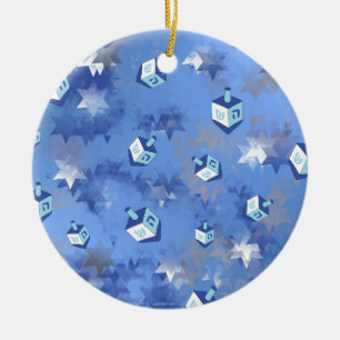 Décoration En Céramique Joyeux Hanukkah Étoiles Filantes et Dreidels