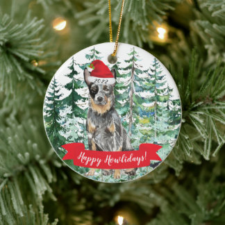 Décoration En Céramique Joyeux Howlidays Australian Cattle Dog Noël