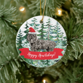 Décoration En Céramique Joyeux Howlidays Bouvier des Flandres Chien de Noë