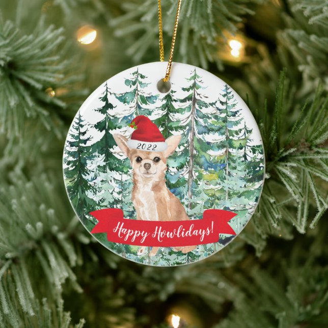 Décoration En Céramique Joyeux Howlidays Chihuahua Dog Noël Ornament (Arbre)