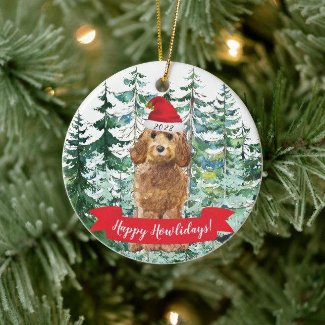 Décoration En Céramique Joyeux Howlidays Cockapoo Doré (Arbre)