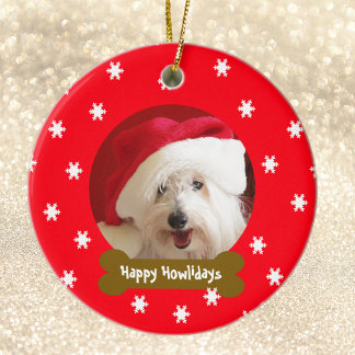 Décoration En Céramique Joyeux Howlidays Dog Snowflake Noël Ornament