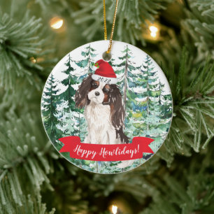 Décoration En Céramique Joyeux Howlidays Tri color King Charles Christmas