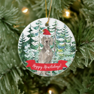Décoration En Céramique Joyeux Howlidays Weimaraner Dog Noël Ornament