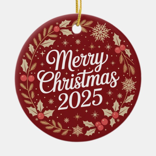 Décoration En Céramique Joyeux Noël 2025 (Devant)