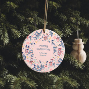 Décoration En Céramique Joyeux Noël aux amis de la forêt hivernale 