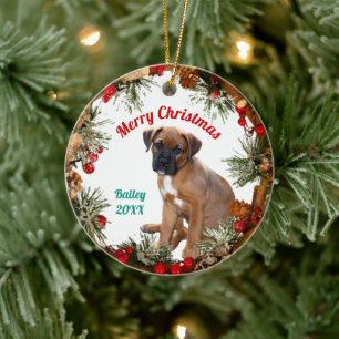 Décoration En Céramique Joyeux Noël Chien Personnalisé