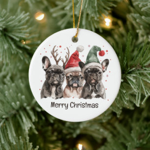 Décoration En Céramique Joyeux Noël Chiens de rennes Français
