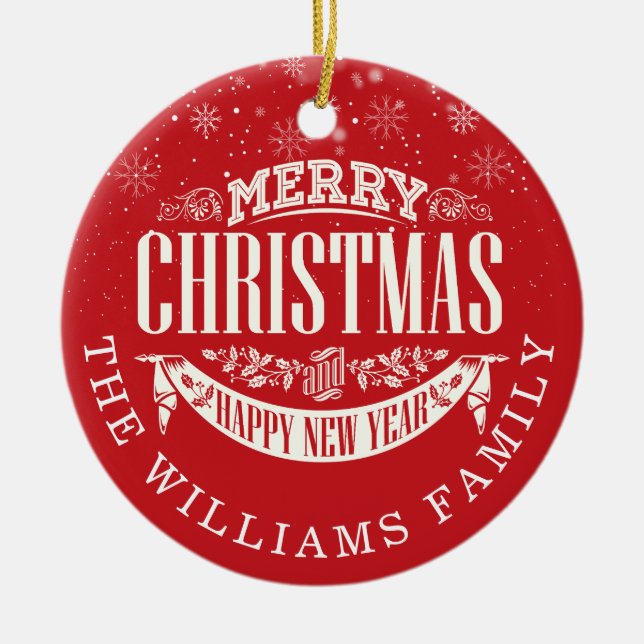 Décoration En Céramique Joyeux Noël classique et bonne année photo (Devant)