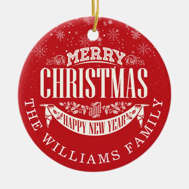 Décoration En Céramique Joyeux Noël classique et une nouvelle photo heureu (Devant)