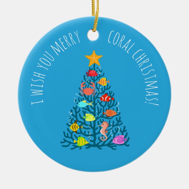 Décoration En Céramique Joyeux Noël Corail sous-marin Poisson tropical (Devant)