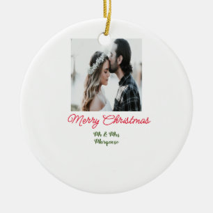 Décoration En Céramique Joyeux Noël couple photo ajouter nom heureux vacan
