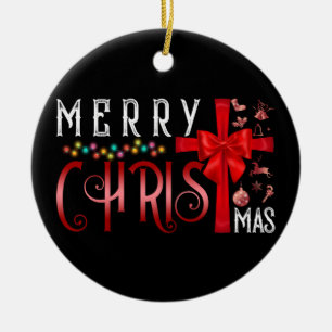 Décoration En Céramique Joyeux Noël Croix chrétienne Religieux