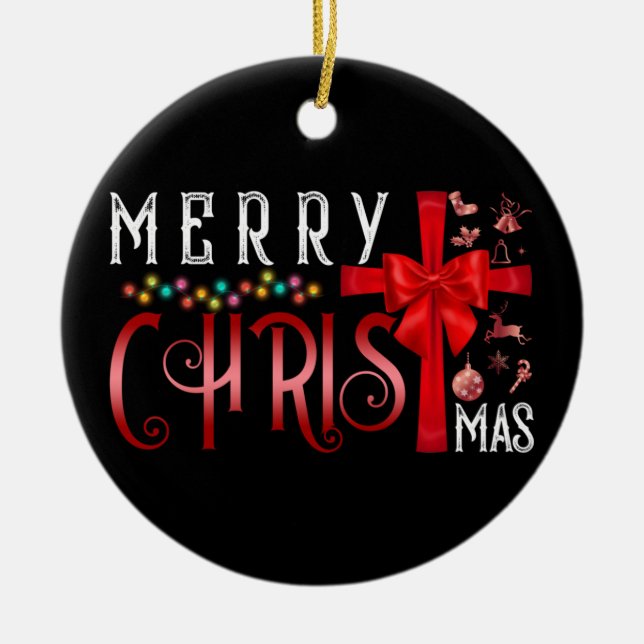 Décoration En Céramique Joyeux Noël Croix chrétienne Religieux (Devant)