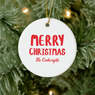 Décoration En Céramique Joyeux Noël en lettres majuscules dessinées à la m