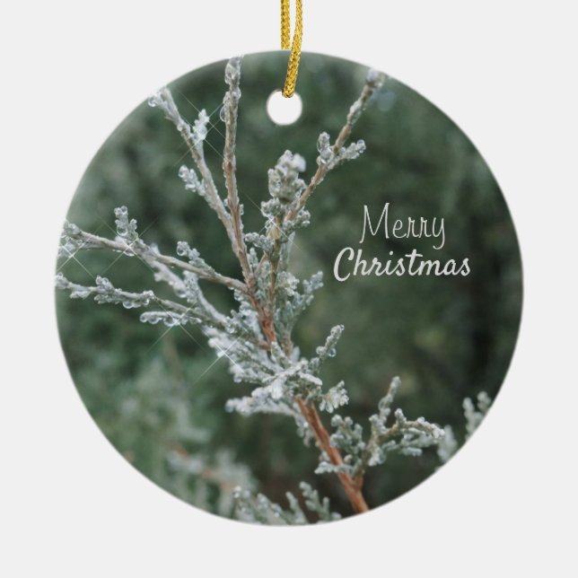 Décoration En Céramique Joyeux Noël étincelant Juniper en céramique orneme (Devant)