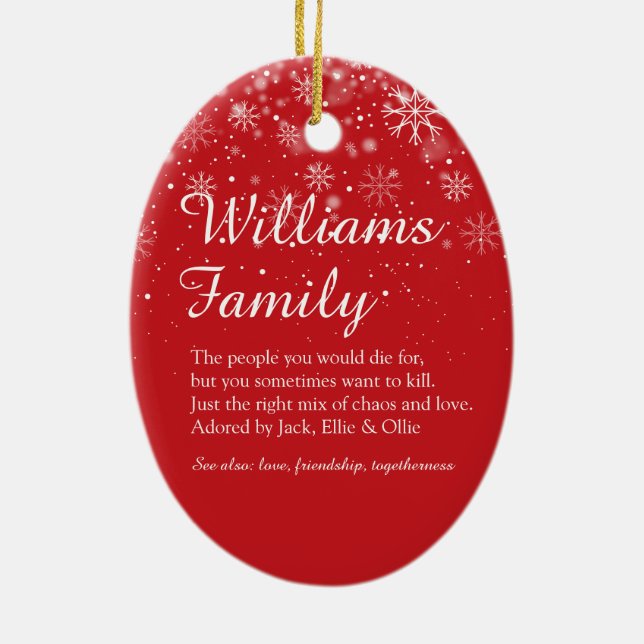 Décoration En Céramique Joyeux Noël Famille Définition Flèches de neige (Dos)