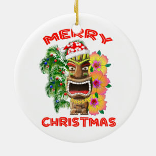 Décoration En Céramique Joyeux Noël Funny Père Noël Tiki