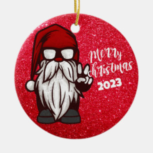 Décoration En Céramique Joyeux Noël Gansta, panneau de victoire Gnome Père