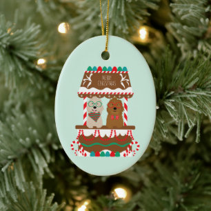 Décoration En Céramique Joyeux Noël Goldendoodles Chiens de vacances
