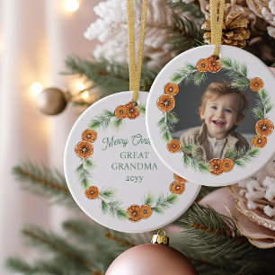 Décoration En Céramique Joyeux Noël Grand grand grand-mère Citrus Wreath P