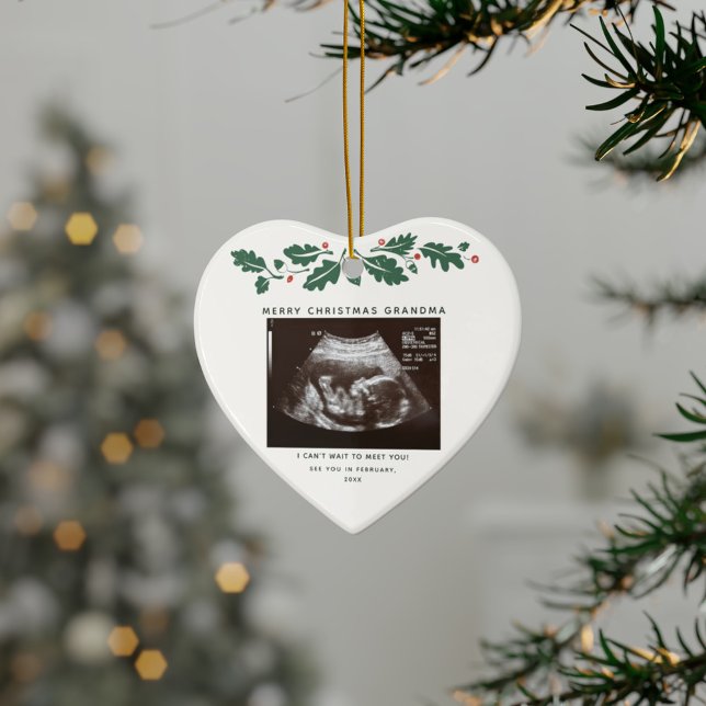Décoration En Céramique Joyeux Noël grand-mère Faire-part de grossesse (Pregnancy Announcement Sonogram Grandma Keepsake Ornament)