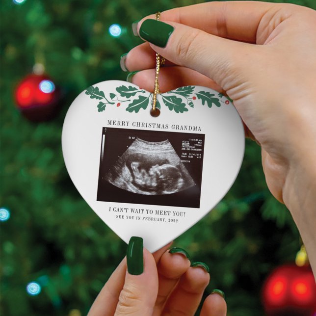 Décoration En Céramique Joyeux Noël Grand-mère Grossesse Ultrasound Photo (Créateur téléchargé)