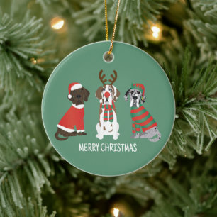 Décoration En Céramique Joyeux Noël Grands Chiens Danois